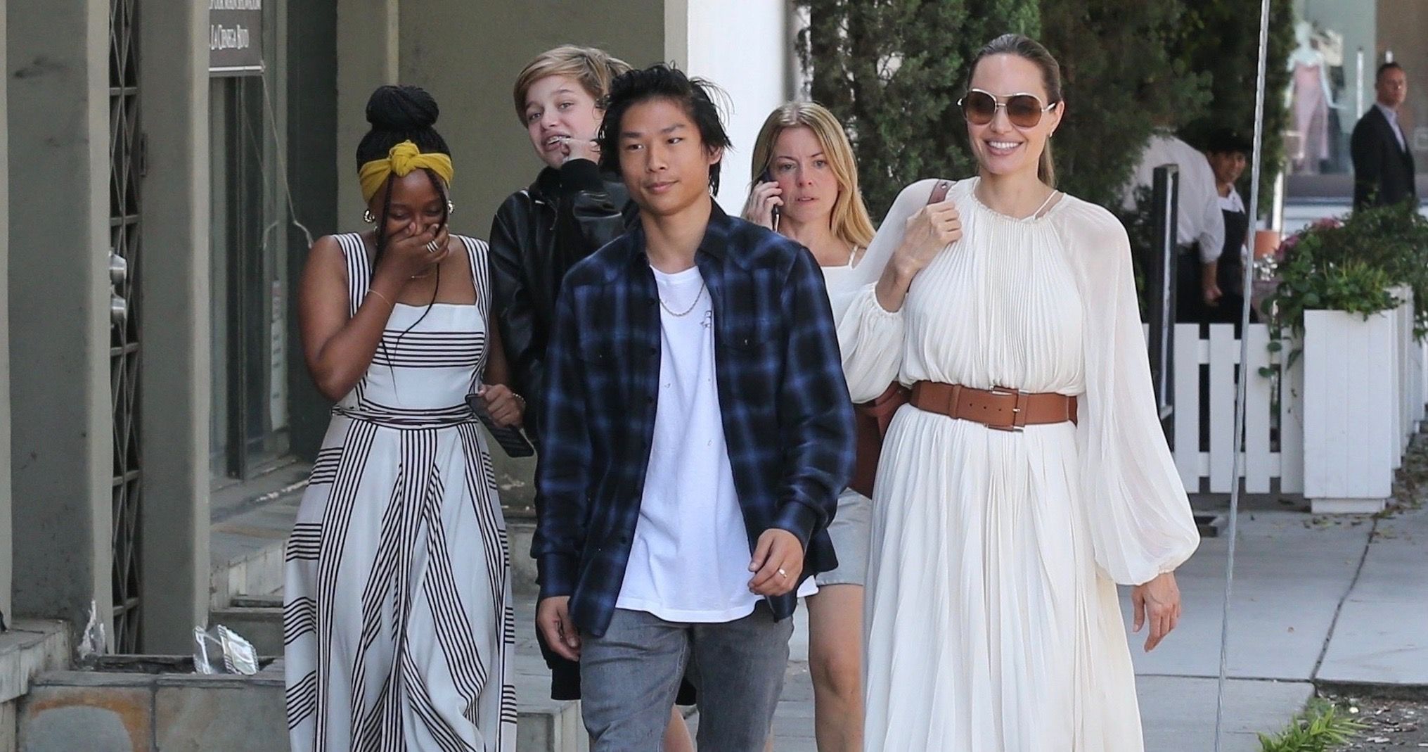 Angelina Jolie Enjoys Lunch Out With Kids On Labor Day