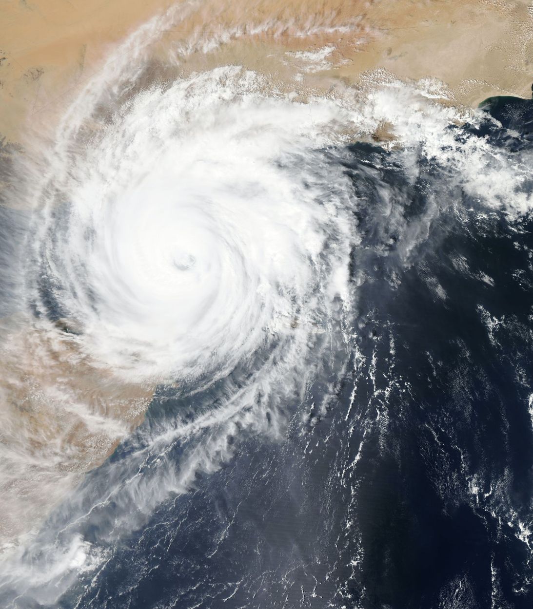 Satellite image of a hurricane approaching land