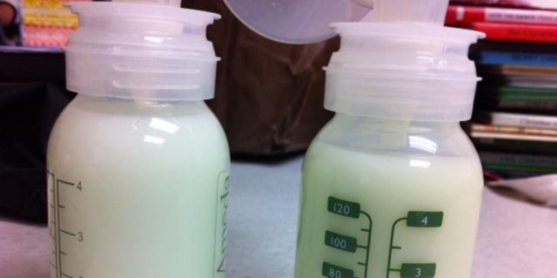 Two bottles of breastmilk that might have been used to feed the world's longest breastfed baby.