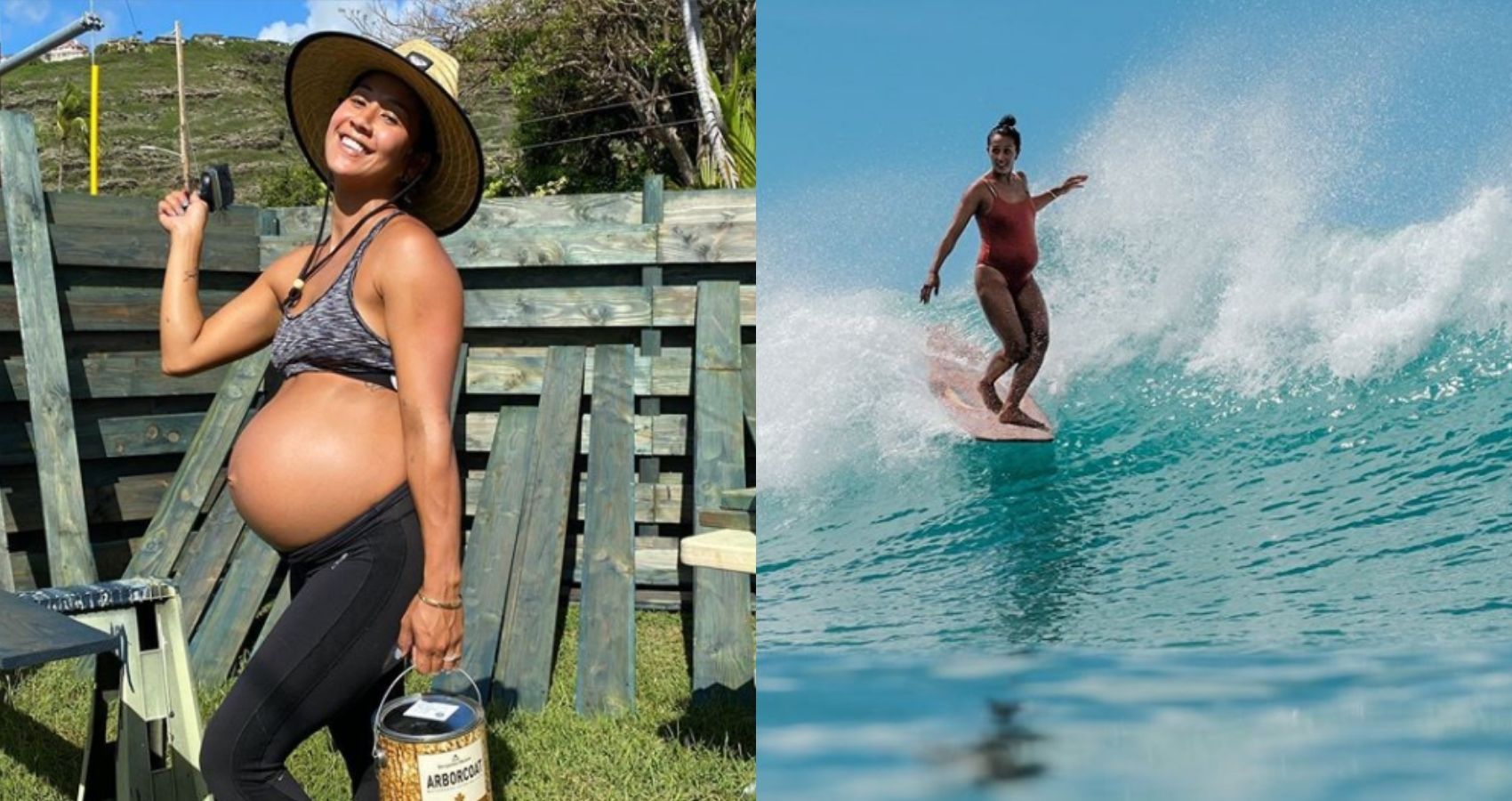 Surfer Kelia Moniz Continues Surfing While Pregnant