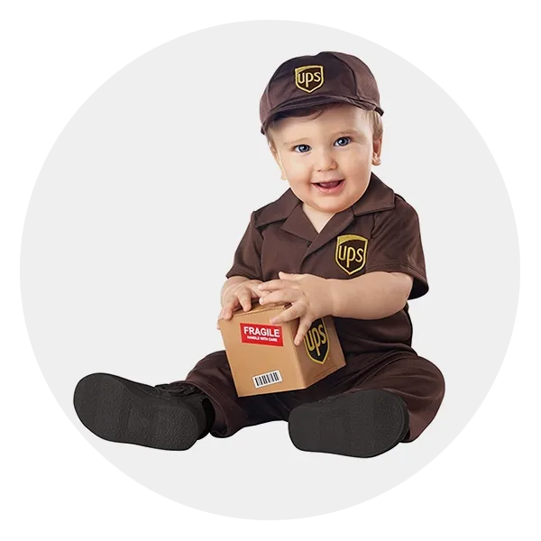 Baby Sitting Up In UPS Halloween Costume