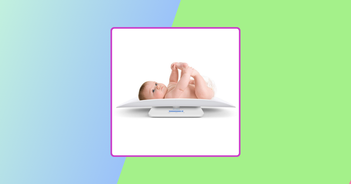 baby lying on a weight scale