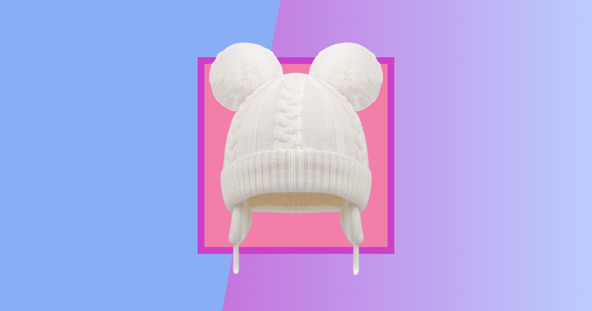 White knit newborn hat