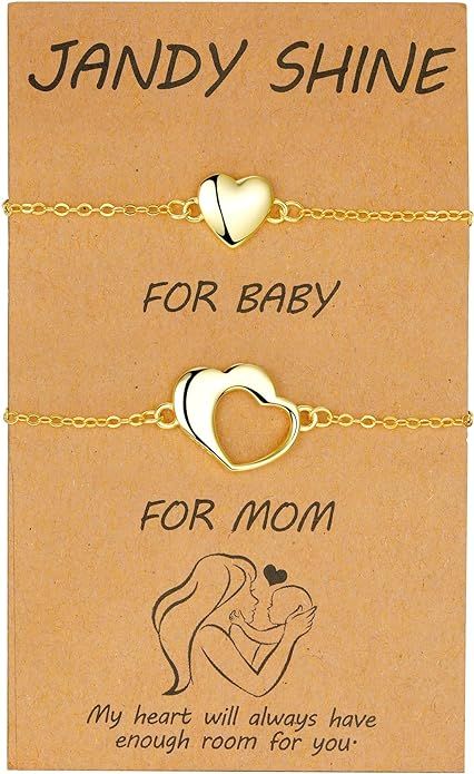 Jandy Shine Mother and Baby Sterling Silver Heart Bracelet