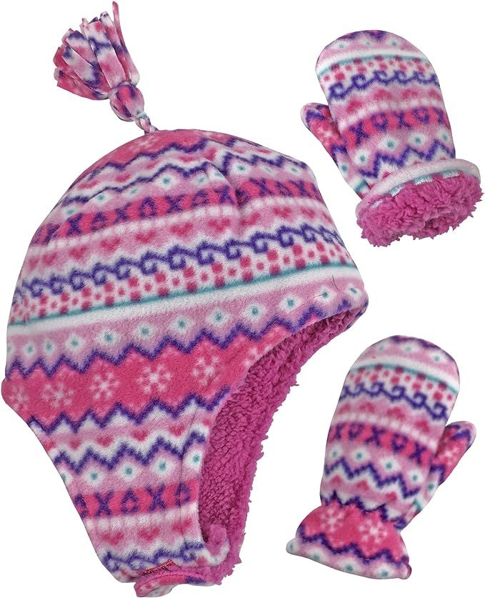 pink hat and mittens for infant