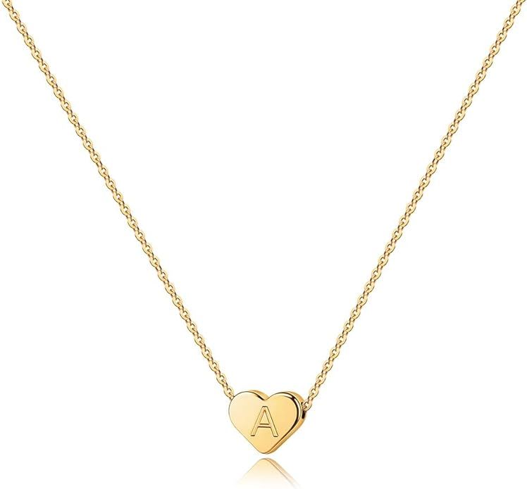 Turandoss Heart Initial Necklace 14k Gold