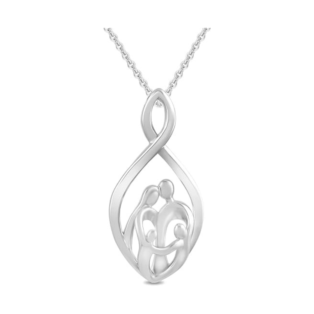 Amazon Collection Sterling Silver Family Infinity Pendant Necklace