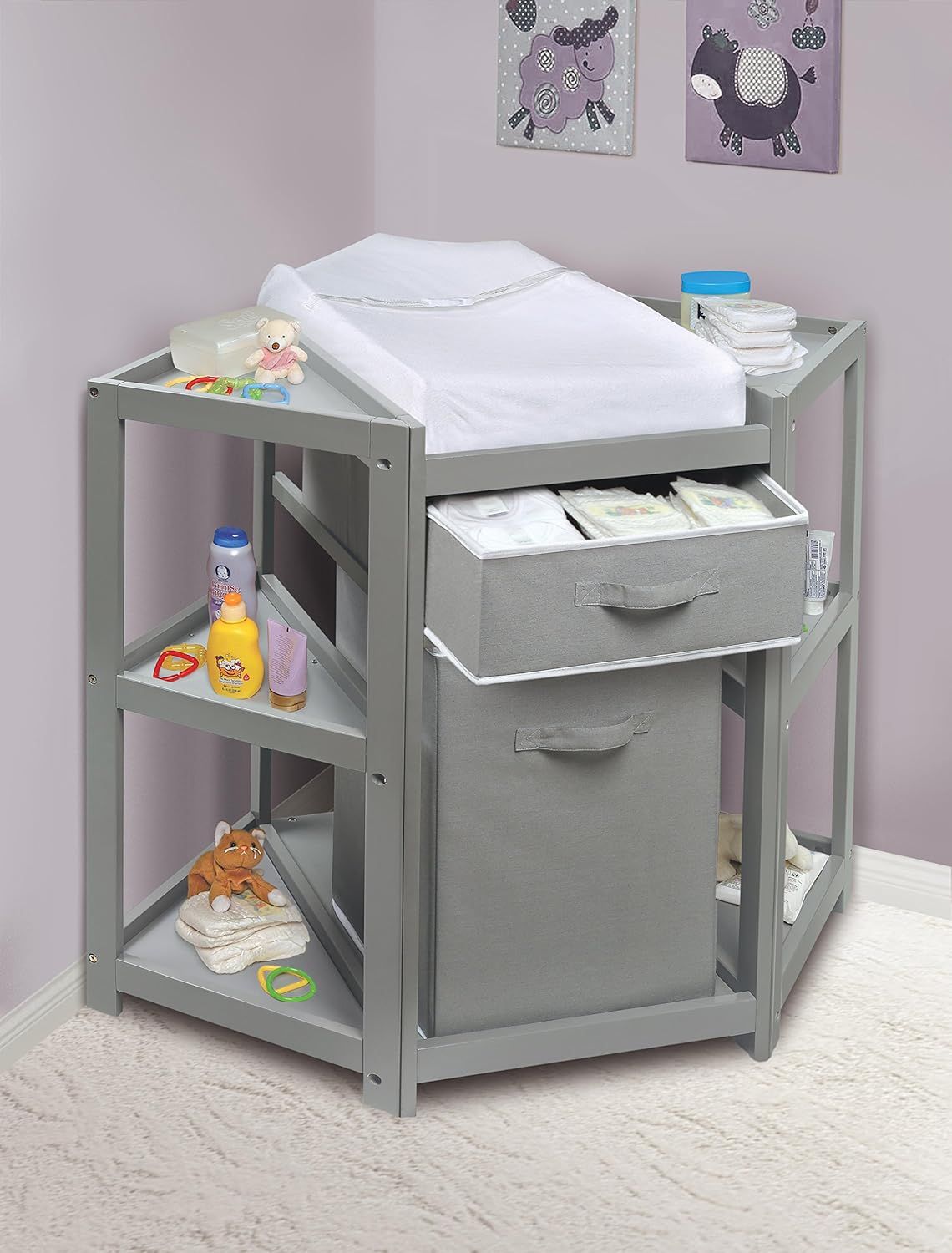 Badger Basket Corner Diaper Changing Table