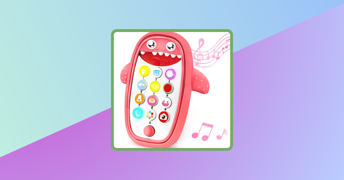 Best toy phones graphic with blue and purple background