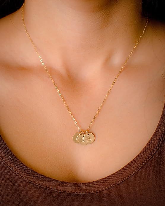 Efytal Dainty 14k Gold or Sterling Silver Initial Necklace