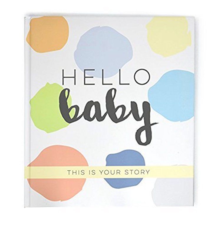 Baby memory book featuring colorful pattern and 