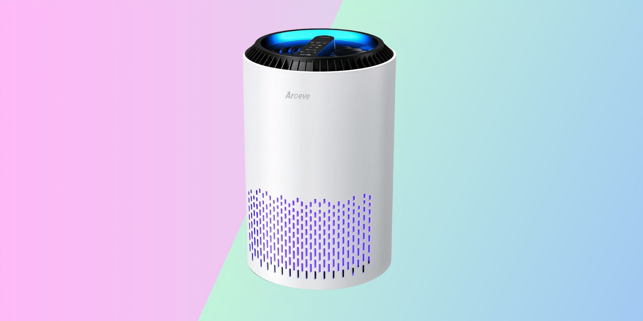 Purple and blue background and air purifier